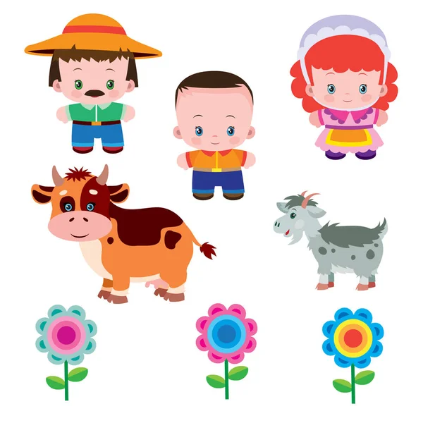 Çocuklar, hayvanlar ve çiçek çiftliği için ayarla