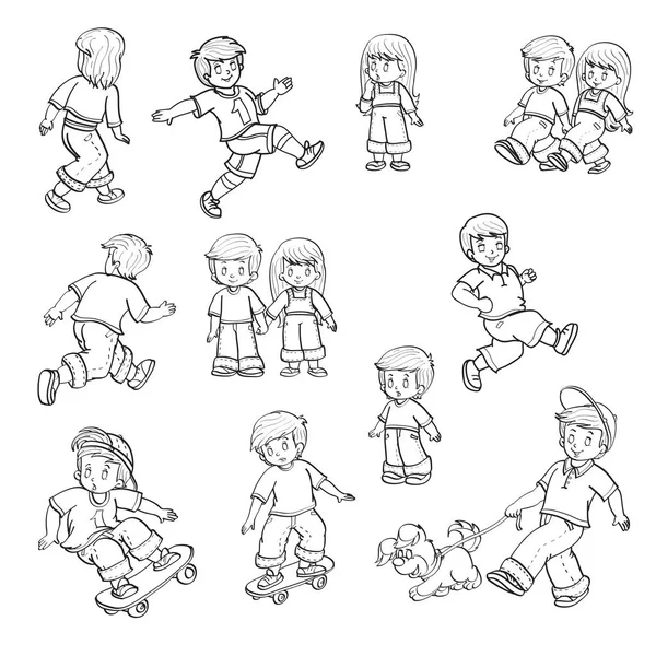 Personaggi dei cartoni animati di bambini — Vettoriale Stock