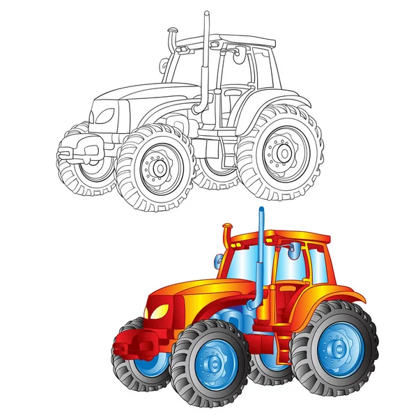 Tracteur icônes en couleur et contour — Image vectorielle