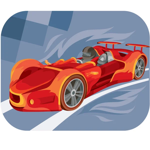 Röd sportbil på race — Stock vektor