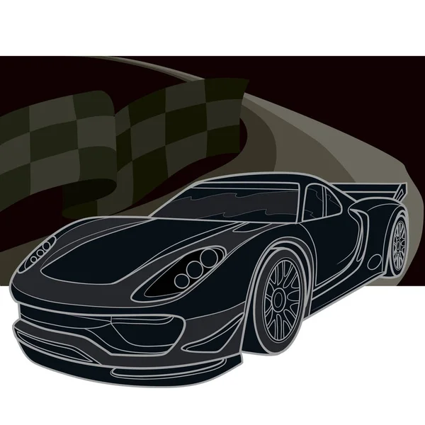 Черный спортивный автомобиль по расе — стоковый вектор