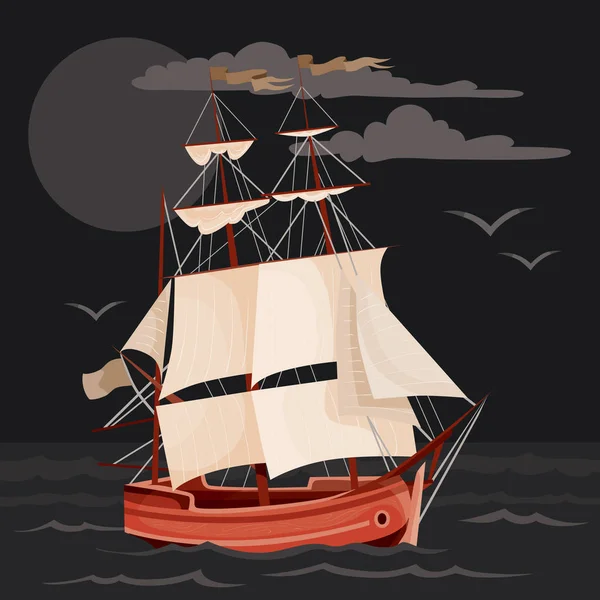 Denizde gemi yelken çizgi film