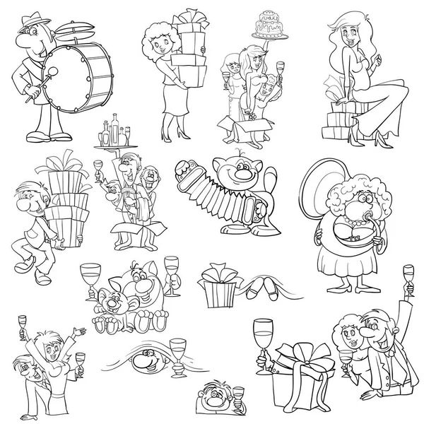 Personajes de dibujos animados en vacaciones — Vector de stock