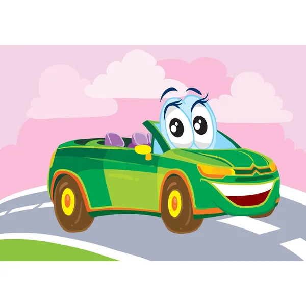 Fun car with eyes — Stock Vector