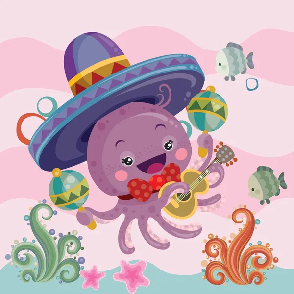 Octopus cartoon — Stock Vector