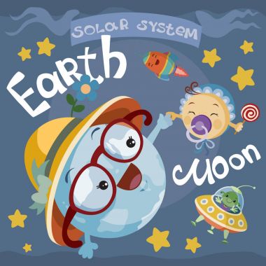 Earth and Moon clipart