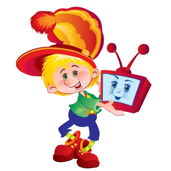 Boy with TV — Stock Vector