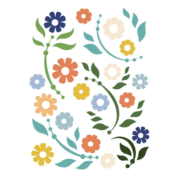 Patrón sin costura floral vectorial con coloridas plantas y flores de verano — Vector de stock