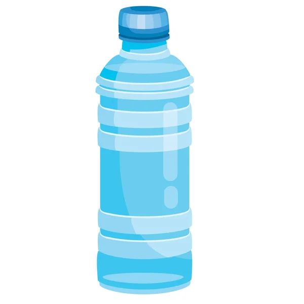 Botella de agua o soda de plástico o vidrio, objeto aislado sobre fondo blanco, ilustración vectorial — Archivo Imágenes Vectoriales