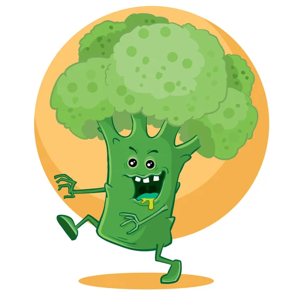 Huge big broccoli in green light runs, — Stock Vector