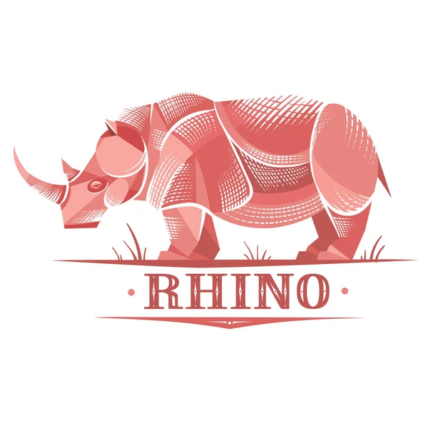 Rinoceronte estilizado em um fundo branco, força, estabilidade, peso, pode ser usado para o logotipo —  Vetores de Stock