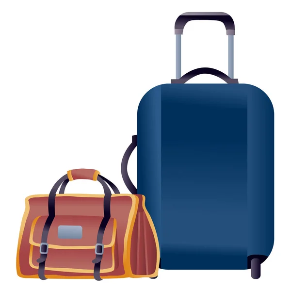 Bir bavul ve el bagajı için büyük bir çanta, beyaz arka planda izole bir nesne., — Stok Vektör
