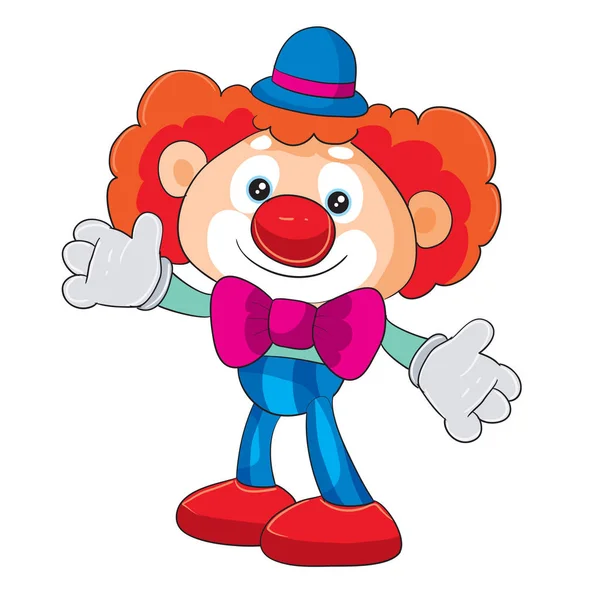 Toy clown stands in full growth and waits for someone to play with him, isolated object on a white background, — Stock Vector