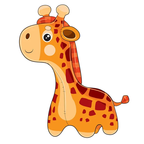 Girafe jouet se tient debout et attend que quelqu'un joue avec lui, objet isolé sur un fond blanc , — Image vectorielle