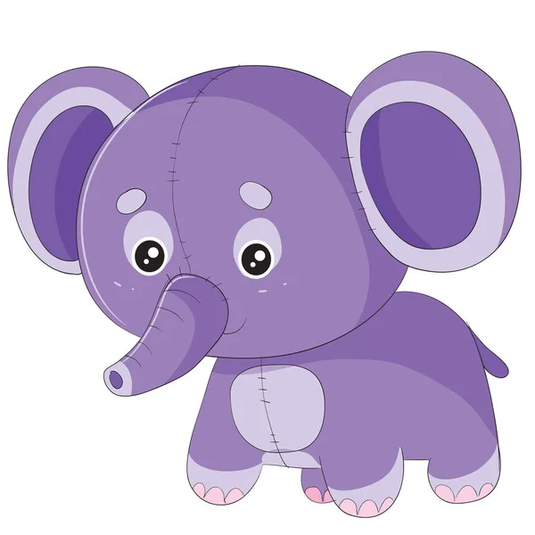 Elephant toy stands and waits for someone to play with him, isolated object on a white background, — Stock Vector