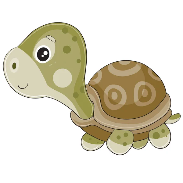 Juguete tortuga se para y espera a que alguien juegue con él, objeto aislado sobre un fondo blanco , — Archivo Imágenes Vectoriales