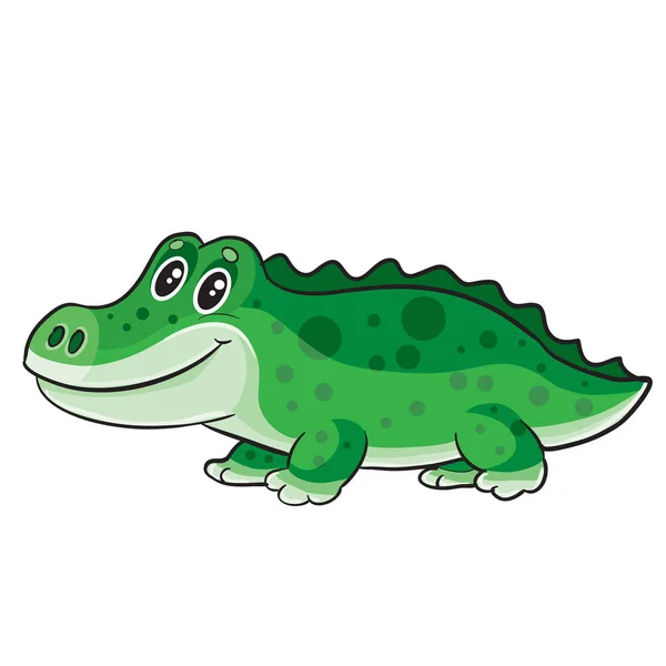 Ein Krokodilspielzeug steht und wartet darauf, dass jemand damit spielt, isoliertes Objekt auf weißem Hintergrund, — Stockvektor