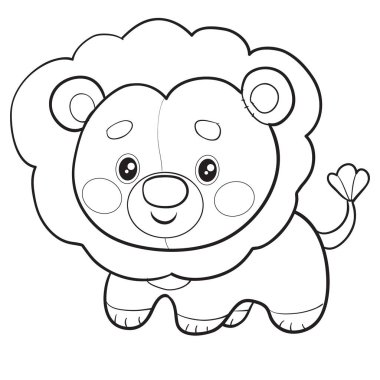 Aslan oyuncağı beyaz arka planda birinin onunla oynamasını bekler.,