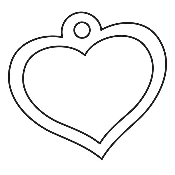 Medallón en forma de corazón, dibujo del contorno, objeto aislado sobre fondo blanco , — Vector de stock