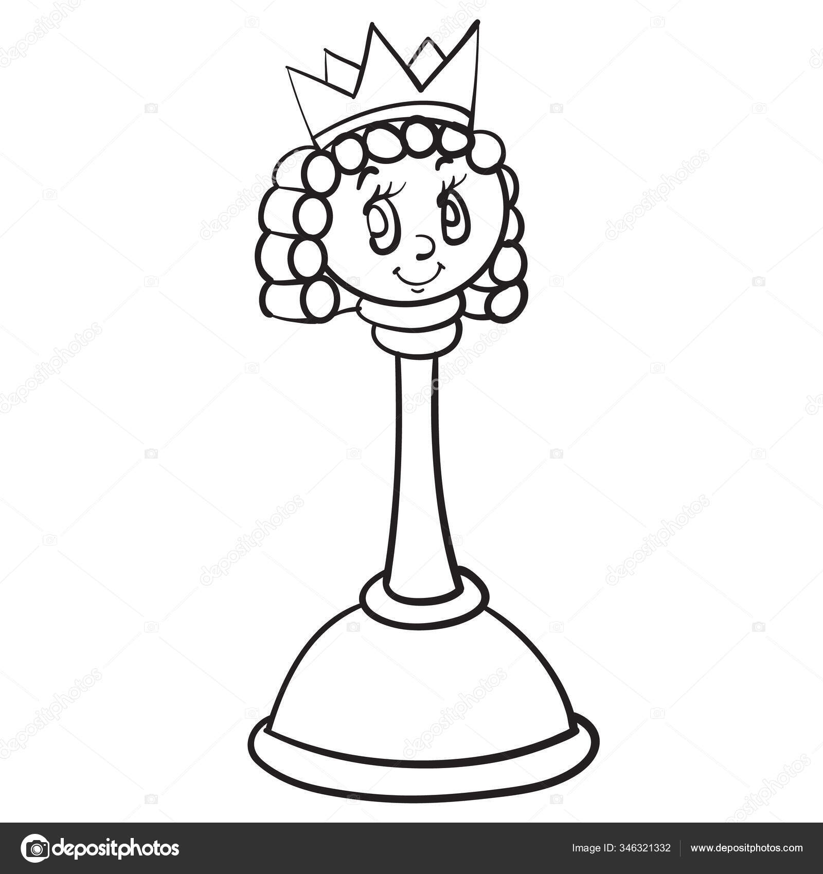 Desenho De Peça Xadrez Animado Com Uma Coroa Páginas Para Colorir