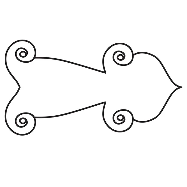 Dekorativ pil med monogram, kontur ritning, isolerade objekt på en vit bakgrund, — Stock vektor