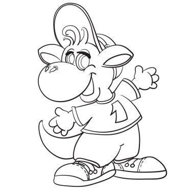 Tişört, pantolon ve spor ayakkabı giymiş komik kanguru karakteri, özet çizimi, beyaz arka planda izole edilmiş nesne.,