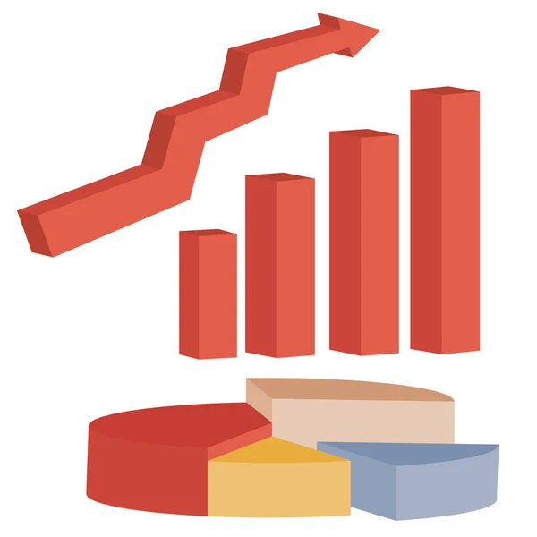 Serie di grafici, grafici e frecce che mostrano la direzione del movimento verso l'alto, oggetto isolato su sfondo bianco, illustrazione vettoriale — Vettoriale Stock