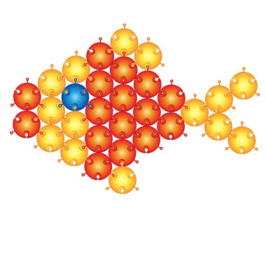 Mozaik parçalardan oluşan balık görüntüsü, beyaz arkaplandaki izole nesne, vektör illüstrasyonu,