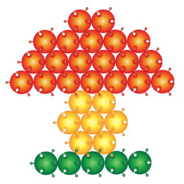 Mozaik parçalardan oluşan bir mantar görüntüsü, beyaz arkaplanda izole edilmiş bir nesne, vektör illüstrasyonu,