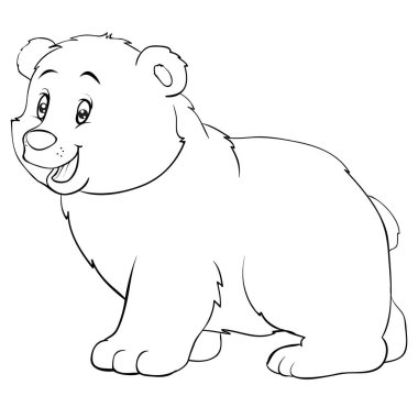 bear cartoon style is drawn in the outline, isolated object on a white background, vector illustration,