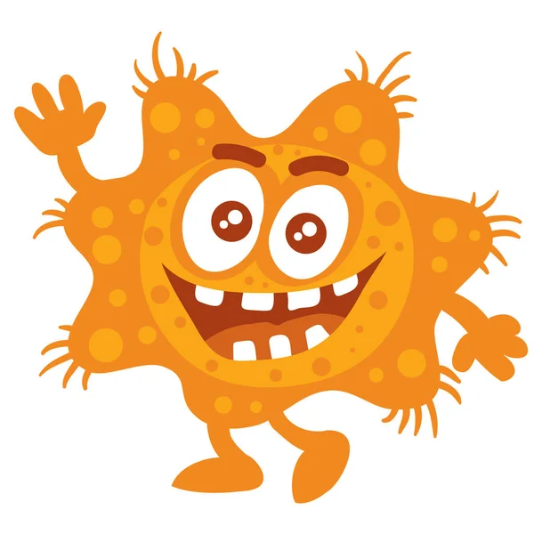 Virus, microbe, pathogen, germ vector icon. Orange micro bacteria illustration isolated on white background, — Stock Vector