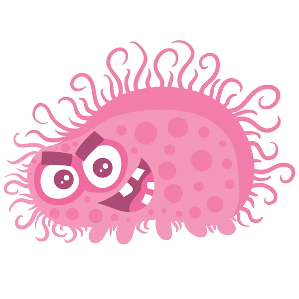 Virus, microbe, pathogen, germ vector icon. Pink micro bacteria illustration isolated on white background, — Stock Vector