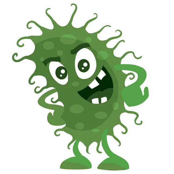 Virus, microbe, pathogen, germ. Vector icon. Green illustration of micro bacteria isolated on white background, — Stock Vector