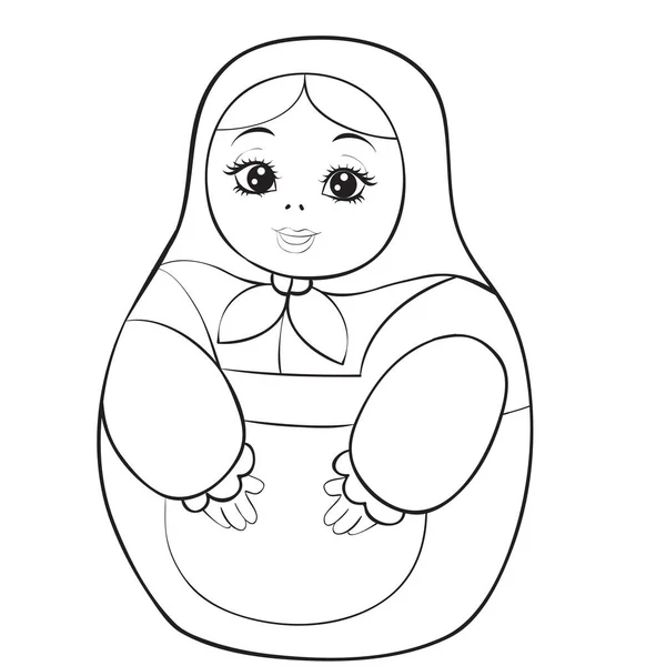 Matryoshka, Russian doll, drawn in outline, isolated object on a white background, vector illustration, — Stockový vektor
