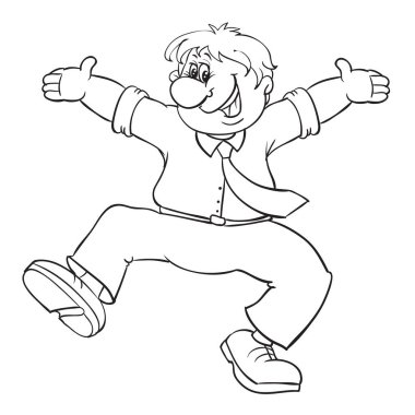 Neşeli dansçı Rus dansı, çizgi film, beyaz arka planda izole edilmiş nesne, vektör illüstrasyonu,