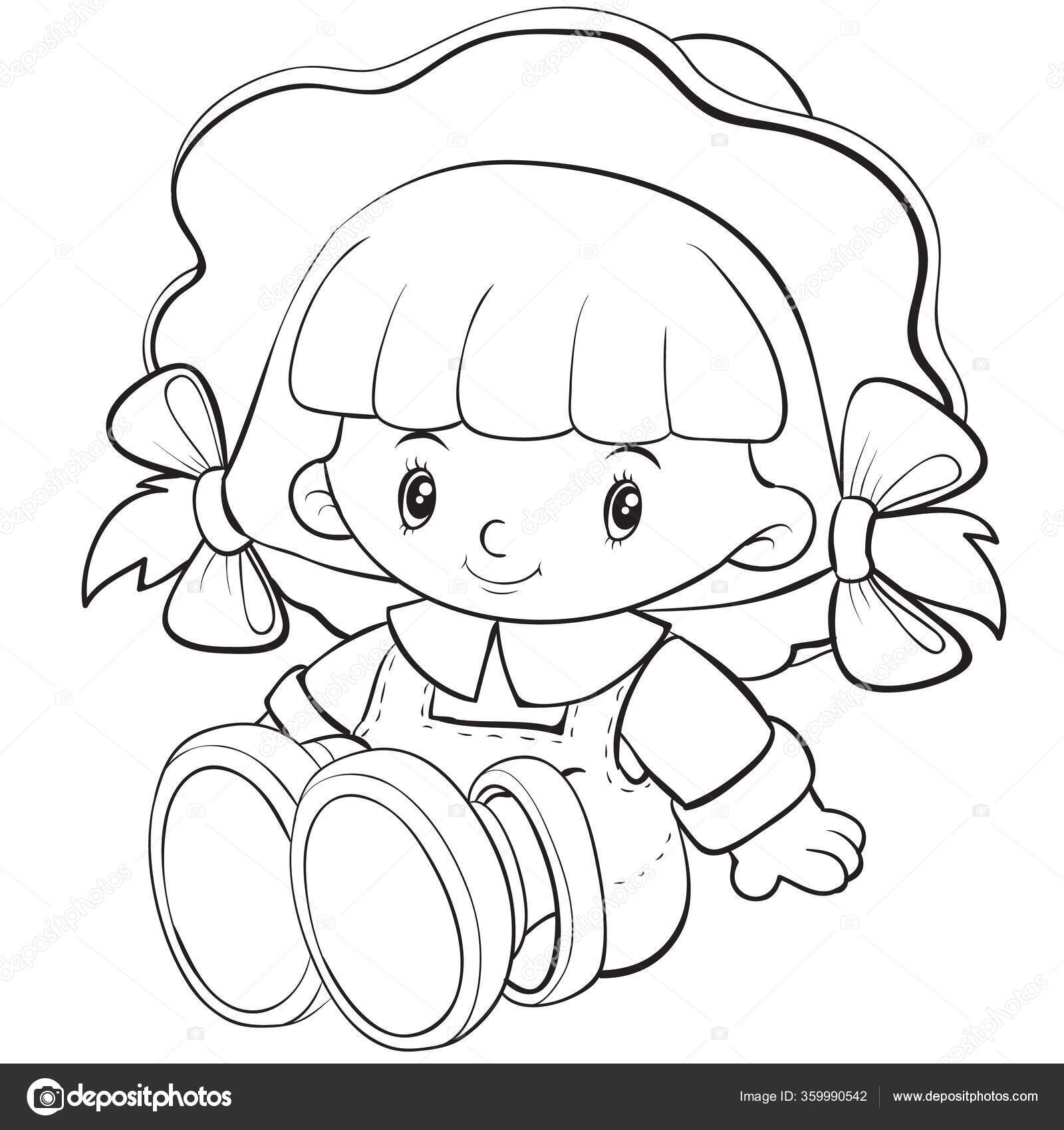 Ilustração De Um Desenho Animado Infantil Numa Boneca Branca De