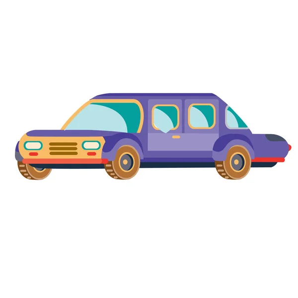 Osobní automobil v modrém plochém stylu, izolovaný objekt na bílém pozadí, vektorová ilustrace, — Stockový vektor