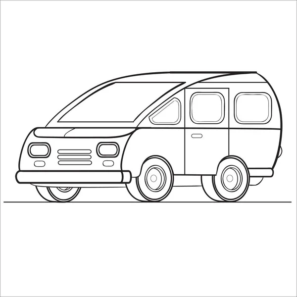 Minivan contorno, colorear, objeto aislado sobre fondo blanco, ilustración vectorial , — Vector de stock