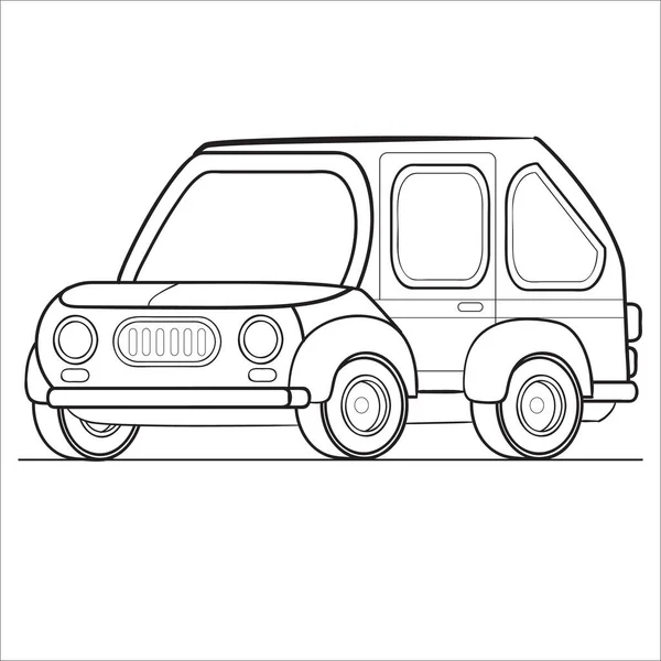 Contour de voiture à hayon, livre à colorier, objet isolé sur fond blanc, illustration vectorielle , — Image vectorielle