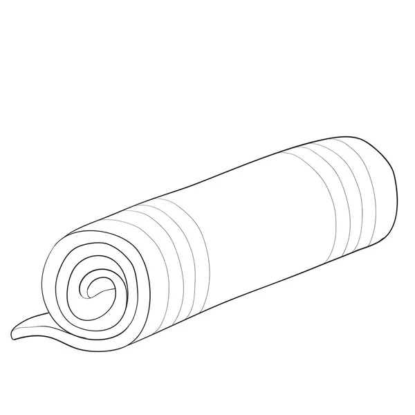Toalla retorcida, dibujo del contorno, objeto aislado sobre un fondo blanco, ilustración vectorial , — Archivo Imágenes Vectoriales