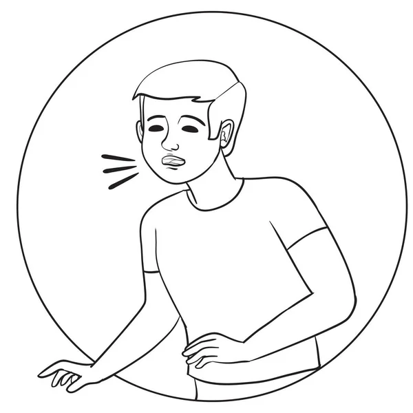 Chlapec kýchne, obrysová kresba, izolovaný objekt na bílém pozadí, vektorová ilustrace, — Stockový vektor