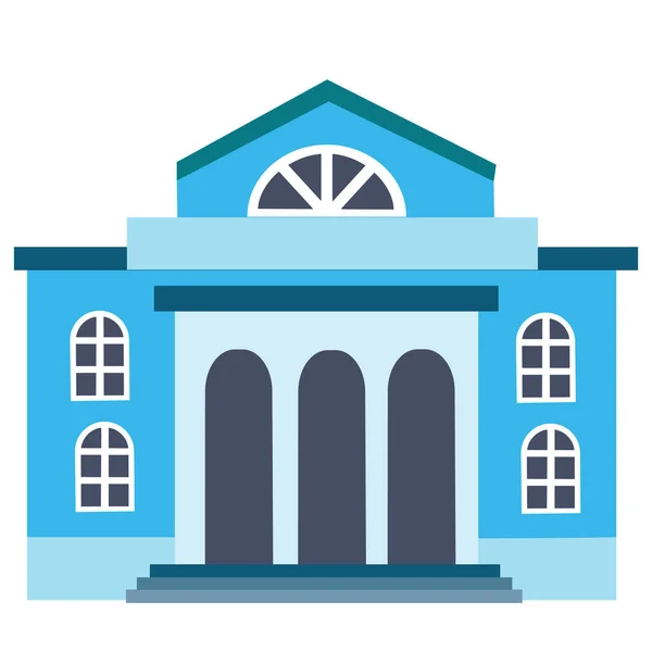 Gran edificio de la ciudad en azul con columnas, teatro de la ciudad sobre un fondo blanco, ilusión vectorial , — Vector de stock