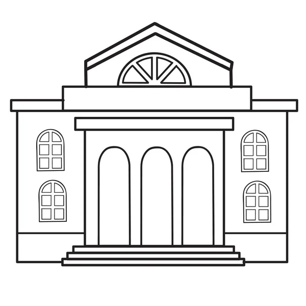 Stadsgebouw theater met zuilen in de omtrek, geïsoleerd object op een witte achtergrond, vectorillustratie, — Stockvector
