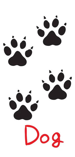 Set of black dog tracks, icon, isolated object on a white background, vector illustration, — Stock Vector