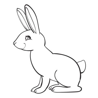 Orman tavşanı ya da tavşan. El çizimi siyah mürekkep beyaz arka planda izole. Vektör sanat illüstrasyonu. Vahşi yaşam memelilerinin doğa objeleri.