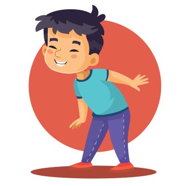 Asyalı çocuk bir şeye bakmak istiyor, beyaz arka planda izole edilmiş bir nesne, vektör illüstrasyonu.,