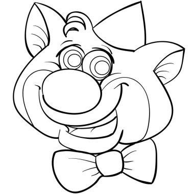 Bir kedinin kafasının şenlik şapkası içinde komik bir tasviri ve beyaz arka planda kelebek, renkli, izole edilmiş bir nesneyle, vektör illüstrasyonuyla,