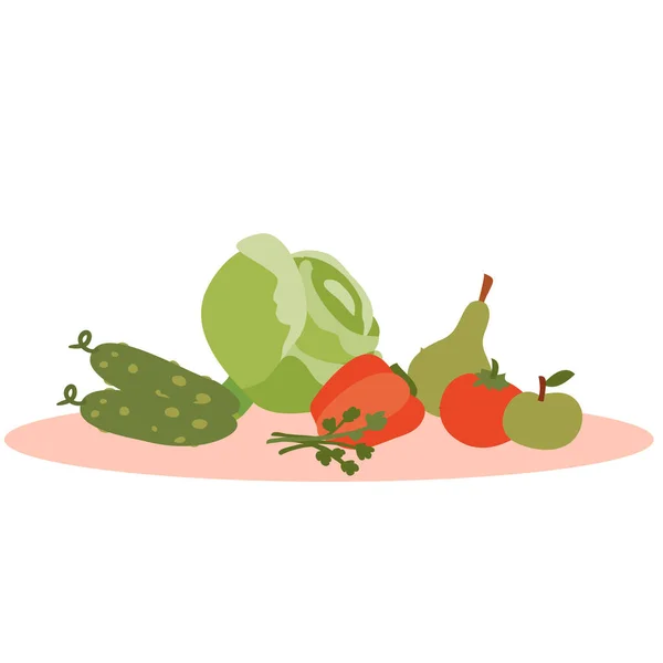 Conjunto de verduras para una dieta saludable, objeto aislado sobre un fondo blanco, ilustración vectorial , — Vector de stock