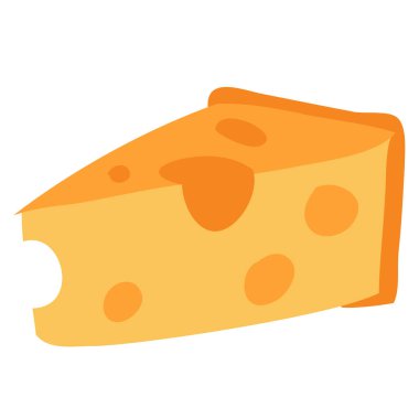 beyaz arkaplanda bir parça peynir, daire, yiyecek, izole nesne, vektör illüstrasyonu,