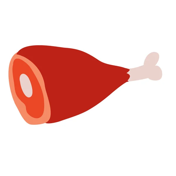 Jamón rojo, plano, objeto aislado sobre un fondo blanco, ilustración vectorial , — Vector de stock